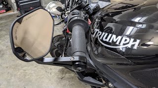 Motorcycle Bar End Mirrors Install amp Review  Triumph Street Triple 675 [upl. by Ilaw]