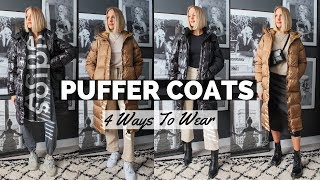 PUFFER JACKET WAYS TO WEAR  Long Puffa Coats from Missguided amp Everlane Aka sleeping bag coat [upl. by Nnybor671]