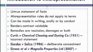 Misrepresentation Lecture 1 of 4 [upl. by Kcirredal833]