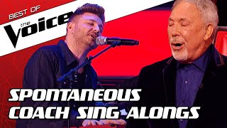 TOP 10  SURPRISE Coach SING ALONGS during the Blind Auditions in The Voice [upl. by Anh955]