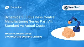 Dynamics 365 Business Central Manufacturing Series Part VII Standard vs Actual Costs [upl. by Narmis]